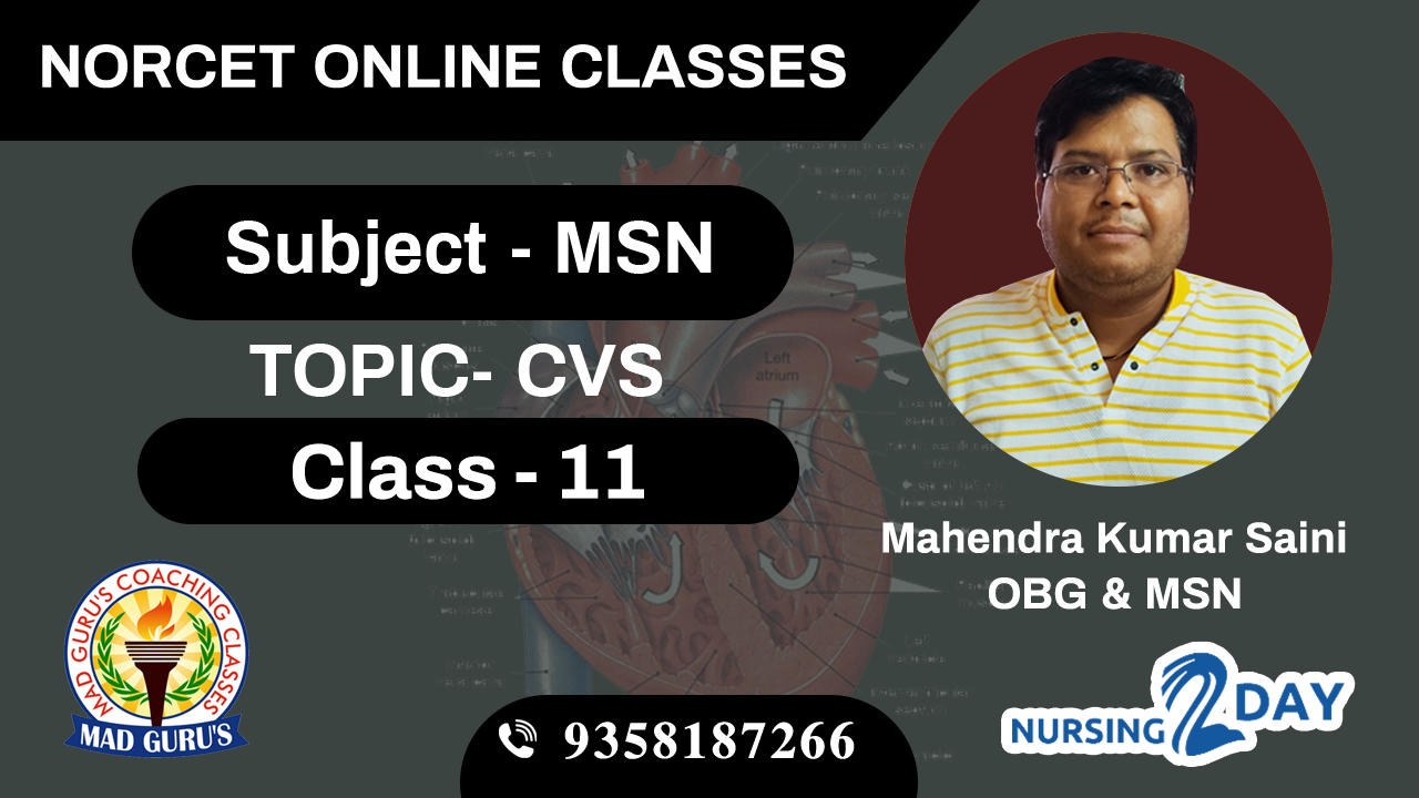 NORCET MSN CVS CLASS 11